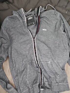 Vans Men's Heather Gray Full-Zip Hoodie with Hood